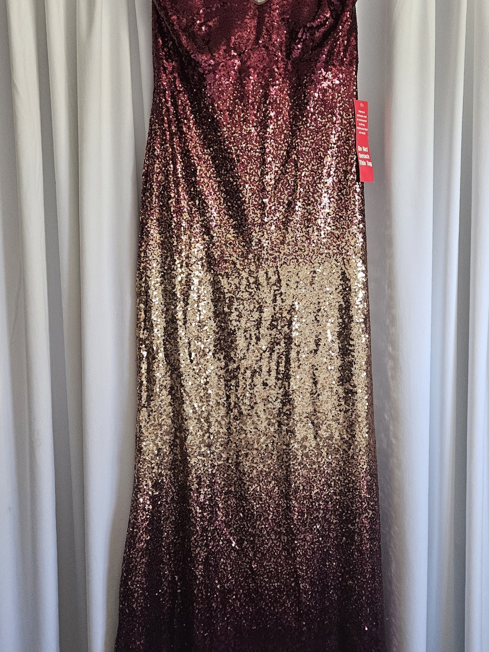 MARINA Burgundy to Gold Ombre Sequin Gown - Size 8/10